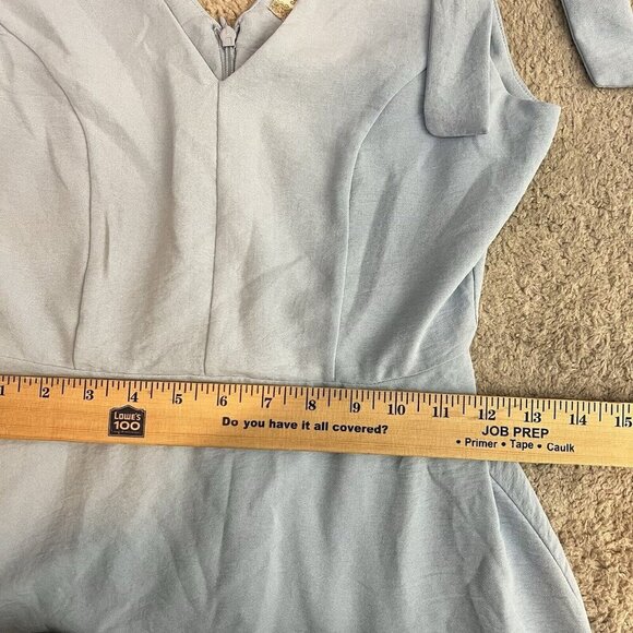 Altar'd State Light Blue Bow Tie Shoulder Fit & Flare Mini Dress Size Small - Picture 11 of 11